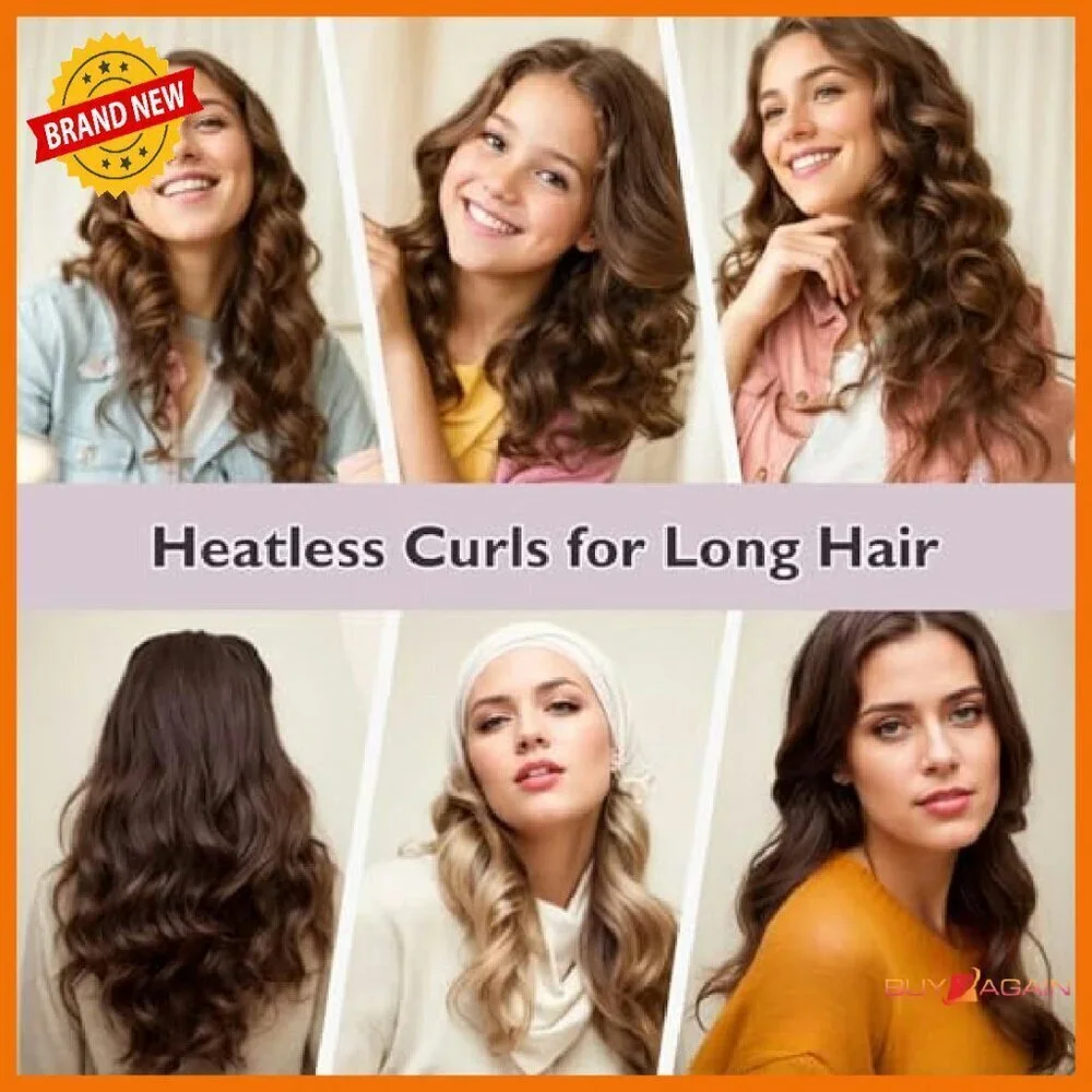 Heatless Overnight Hair Curlers 6-Pack with Satin Scarf No Damage